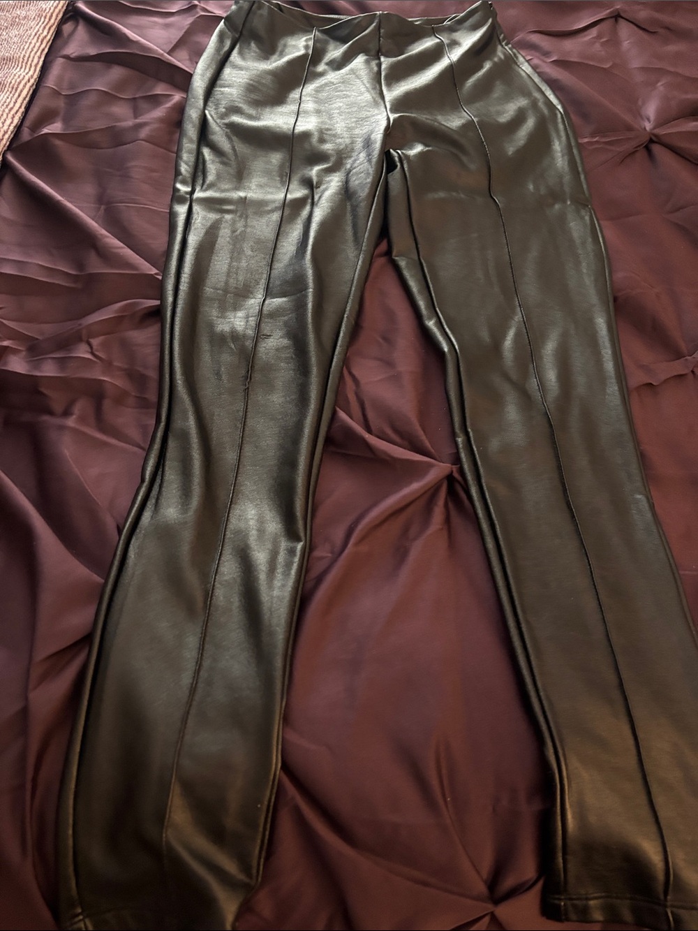 Shinestar Black Faux Leather Leggings